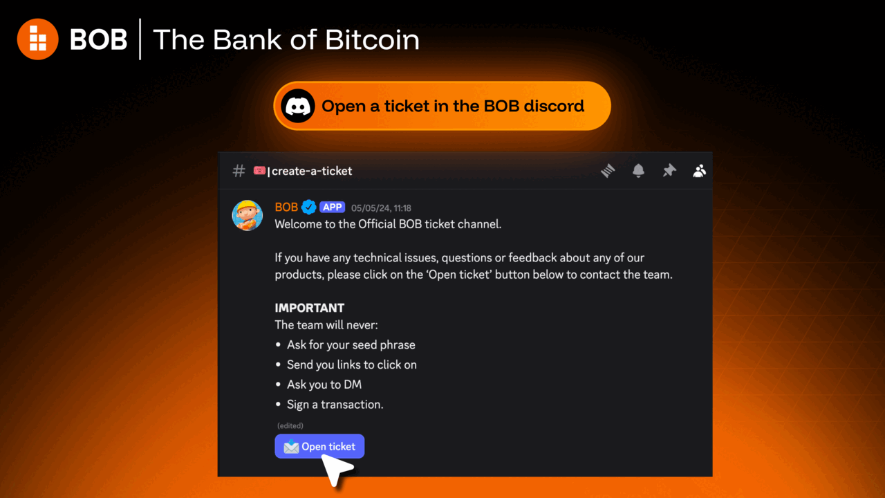 Opening a support ticket in the BOB Discord